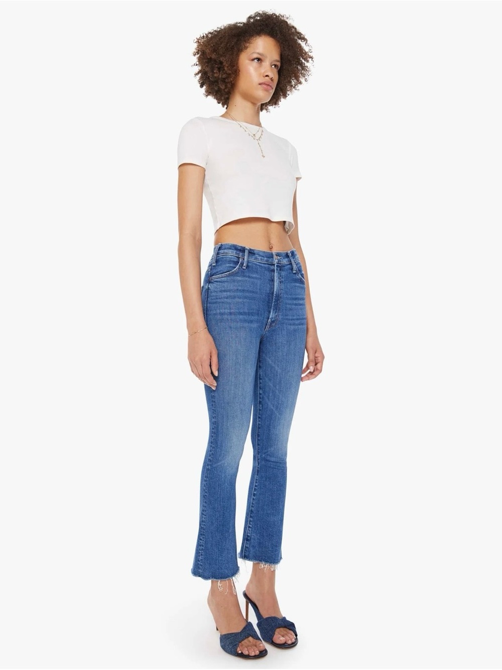 MOTHER Blue High-Rise Slim Flare Jeans
